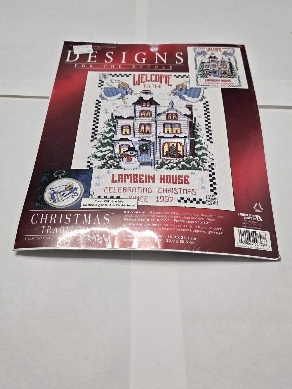 Designs For The Needle Red and White Lambein House Christmas Cross Stitch Kit